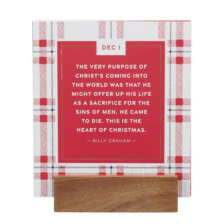 Advent Calendar Card Set w/stand Christmas Plaid