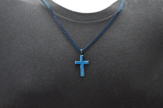 Men's Blue S.Steel Cross Pendant
