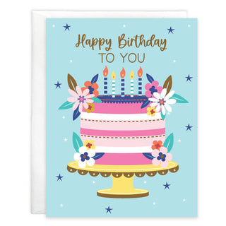 With Scripture Birthday Card - Flower Cake