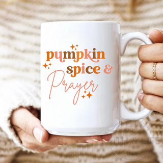 Pumpkin Spice & Prayer Fall Christian Coffee Mug