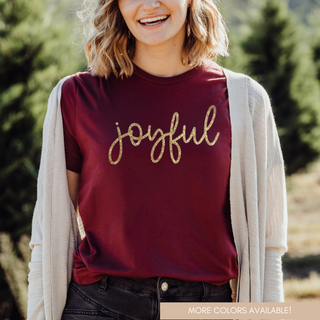 Joyful Gold Glitter Christian Christmas Tee Shirt