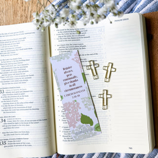 Cross Paper-Clip Set Rejoice, Pray, Give Thanks