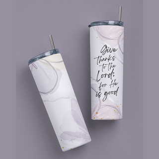 Give Thanks Purple Insulated 20oz. Travel Tumbler With Straw