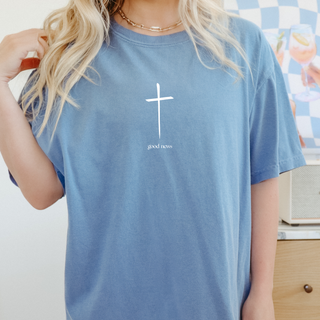 Good News Cross Comfort Colors Christian Crewneck T-Shirt Apparel