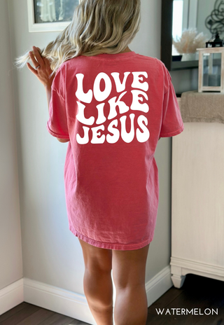 Love Like Jesus Groovy Wavy Comfort Colors Heavyweight T-Shirt