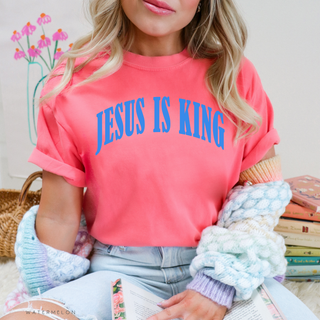 Jesus is King Bright Colors Christian Crewneck T-Shirt Apparel