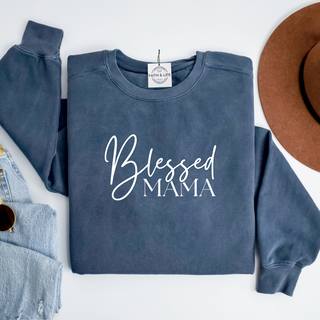 Blessed Mama Christian Mothers Day Lightweight Crewneck