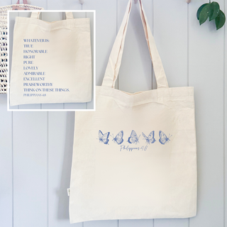 September Tote of the Month - Philippians 4:8 - Front and Back