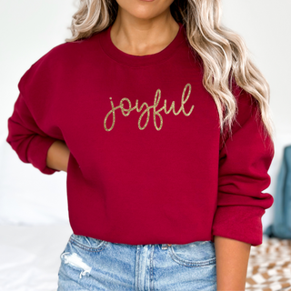 Joyful Gold Glitter Christian Christmas Crewneck Sweatshirt