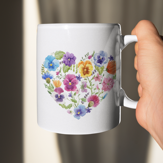 Watercolor Floral Heart 15oz Ceramic Mother's Day Mug