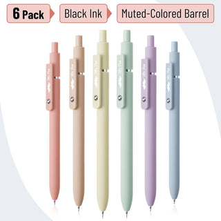 Retractable Gel Pens 6 Pack 0.5mm Black Ink