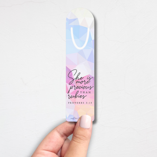 She Is More Precious Than Rubies Proverbs 3:15 Metal Christian Bookmark