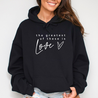 The Greatest of These is Love Cozy Christian Valentines Hoodie