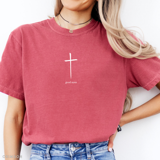 Good News Cross Comfort Colors Christian Crewneck T-Shirt Apparel