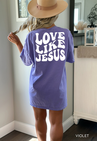 Love Like Jesus Groovy Wavy Comfort Colors Heavyweight T-Shirt