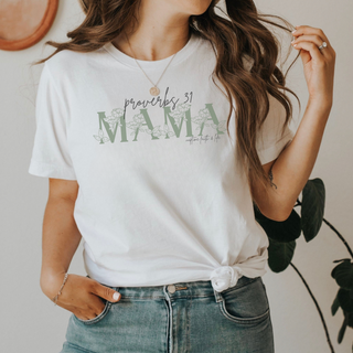 Proverbs 31 Mama Sage Green Flower Women's T-Shirt