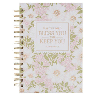 Journal Spiral Pink Floral Bless You And Keep You Num. 6:24