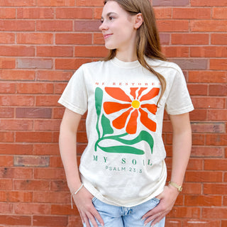 He Restores My Soul Psalm 23 Floral Women's T-Shirt