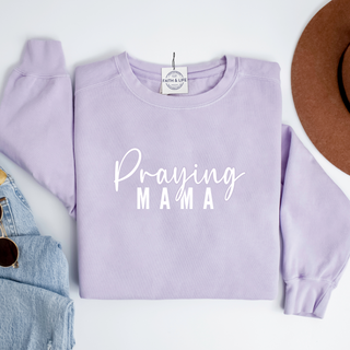 Praying Mama Heavyweight Christian Mothers Day Crewneck Sweatshirt