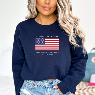 Blessed Is The Nation Whose God is the Lord Unisex Crewneck Sweatshirt