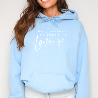 The Greatest of These is Love Cozy Christian Valentines Hoodie
