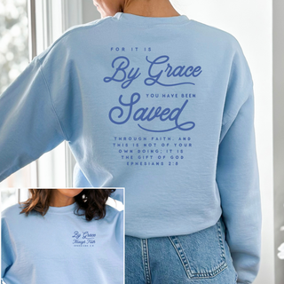 By Grace Through Faith Cozy Crewneck Sweatshirt