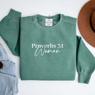 Proverbs 31 Woman Heavyweight Christian Mothers Day Crewneck Sweatshirt