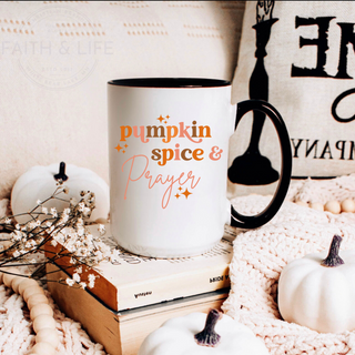 Pumpkin Spice & Prayer Fall Christian Coffee Mug