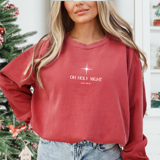 Oh Holy Night Christmas Christian Crewneck Sweatshirt