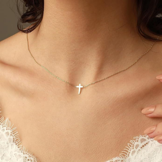 "Saved By Grace" Dainty Cross Necklace
