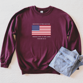 Blessed Is The Nation Whose God is the Lord Unisex Crewneck Sweatshirt