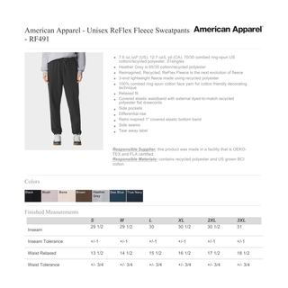 American ApparelUnisex ReFlex Fleece Sweatpants - RF491