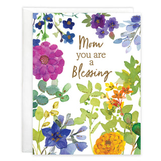 With Scripture Mother's Day Greeting Card - purp/yell flower