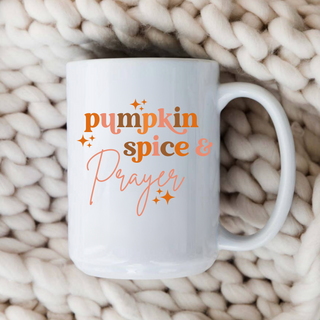 Pumpkin Spice & Prayer Fall Christian Coffee Mug