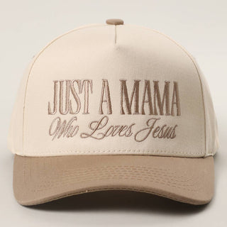 JUST A MAMA WHO LOVES JESUS Embroidery Two-Tone Trucker Hat