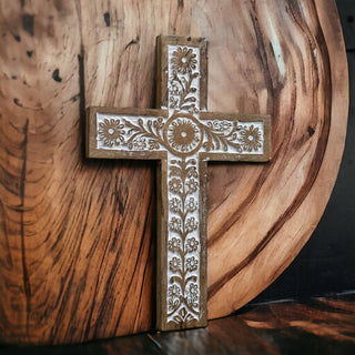 Primavera Hand Carved Wood Wall Cross