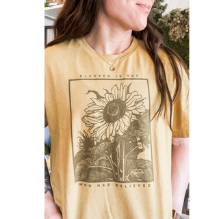 Blessed is She Vintage Wash Tee Shirt in Multiple Color Options