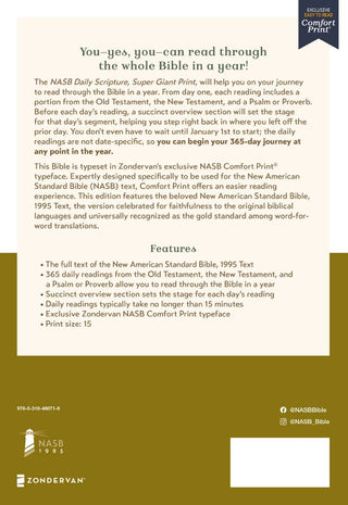 NASB Daily Scripture Super Giant Print Paperback White Gold