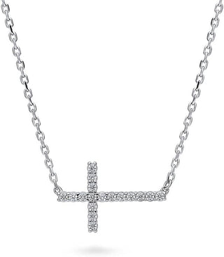 Cubic Zirconia Horizontal Cross Necklace