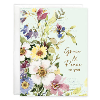 With Scripture Sympathy Greeting Card - Yellow/purple flower
