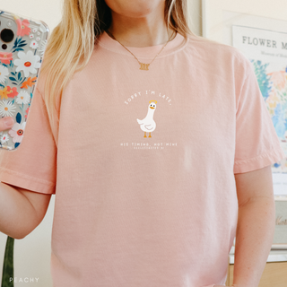 Sorry I'm Late, His Timing Not Mine Cute Graphic T-Shirt