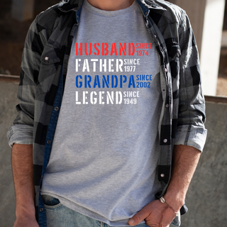 Custom Father's Day Date Men's Tee Shirt in Multiple Color Options