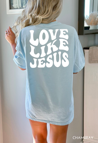 Love Like Jesus Groovy Wavy Comfort Colors Heavyweight T-Shirt