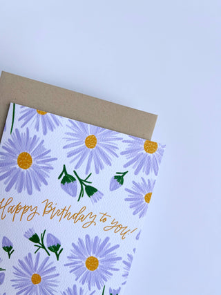 Daisy Birthday Card with Lavender Daisies