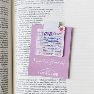 Today I Will: Christian To Do List Magnetic Bookmark