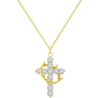 Cross Necklace with Royal Crown Cubic Zirconia
