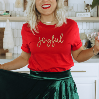 Joyful Gold Glitter Christian Christmas Tee Shirt