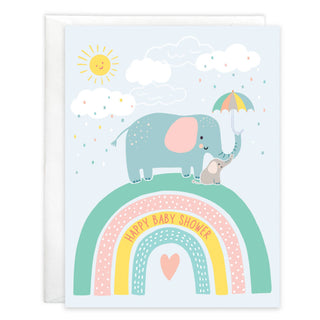 With Scripture Baby Greeting Card - Elephant on Rainbow