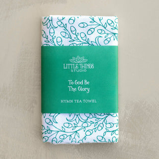 To God Be the Glory Hymn Tea Towel - Teal