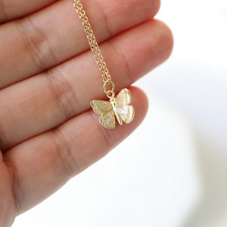 A New Creation 14k Gold Butterfly Inspirational Christian Necklace